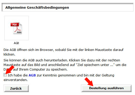 Bestellung ausführen