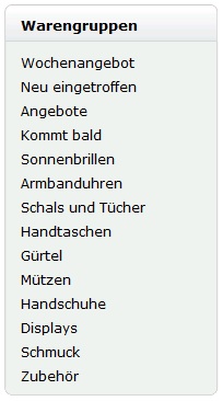 graues Menü auf der linken Seite