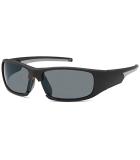 Kunststoff-Sportbrille in schwarz mit smokefarbenen Gläsern