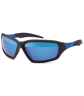 Kunststoff-Sportbrille in 4 versch. Farben mit smoke oder verspiegelten Gläsern aus Polycarbonat