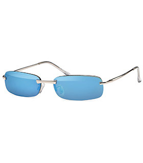 kleine Rechteck-Sonnenbrille verspiegelt mit Flexbügeln  in 4 Farben, sortiert