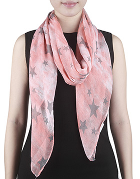 zarter Schal in rosa mit grauen Sternen