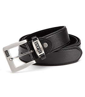 Gürtel aus PU mit Leder, schwarz