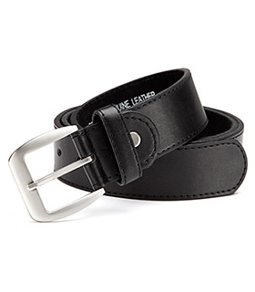 Gürtel aus PU mit Leder, schwarz