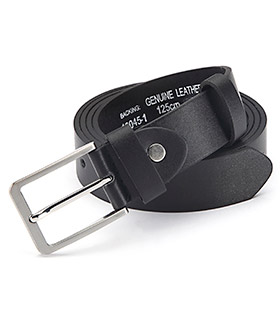Gürtel aus PU mit Leder, schwarz