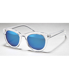 Transparente Wayfarer Sonnenbrille mit verspiegelten Gläsern