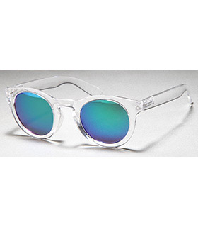 Transparente Wayfarer Sonnenbrille mit verspiegelten Gläsern u. Federscharnieren