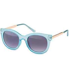 Matt-transparente Wayfarer Sonnenbrille mit Metallbügeln in versch. Farben