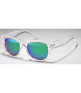 Transparente Wayfarer Sonnenbrille mit verspiegelten Gläsern