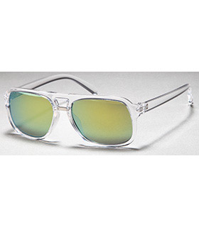 Transparente Wayfarer Sonnenbrille mit doppeltem Nasensteg u. verspiegelten Gläsern