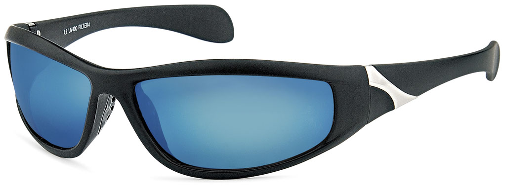 Kunststoff-Sportbrille in 4 versch. Farben mit smoke oder verspiegelten Gläsern