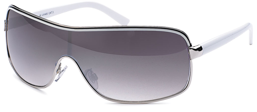 Sonnenbrille Monoscheibe mit Kontrastlinie und schmalen Bügeln, 3 versch. Farben