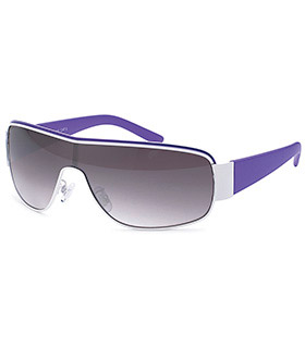 Sonnenbrille Monoscheibe mit Kontrastlinie und farbigen Bügeln, 4 versch. Farben