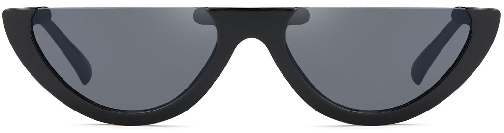 schmale Retrobrille mit halbem Flachglas