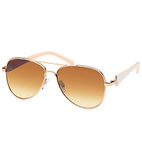 Elegant lackierte Pilotensonnenbrille in gold mit 2 farbigen Bügeln in 4 Farben, sortiert