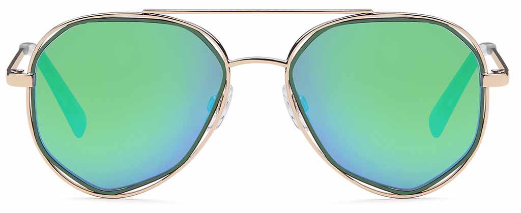 Pilotenbrille mit eckigem Flachglas in drei Farben sortiert