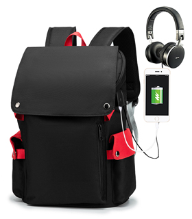 Multifunktionsrucksack mit USB-Ladeanschluss und Kopfhöreranschluss