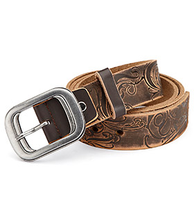 real leather belt, brown