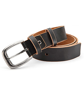 real leather belt, black