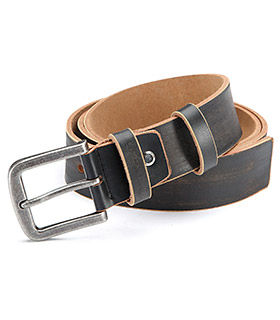 real leather belt, black