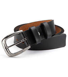 real leather belt, black