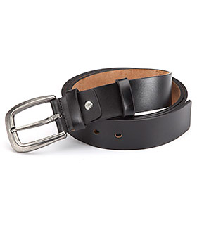 Extra langer Gürtel aus beschichtetem Spaltleder, schwarz