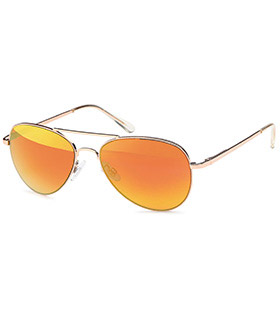 Sonnenbrille gold/orange-verspiegelt im Set mit Brillenbeutel
