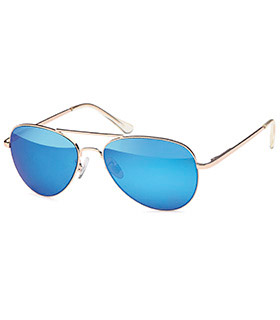 Sonnenbrille gold/blau-verspiegelt und blau-grün-verspiegelt im Set mit Brillenbeutel