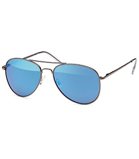 Sonnenbrille anthrazit/blau-verspiegelt im Set mit Brillenbeutel