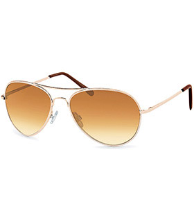 Pilotenbrille gold/braun im Set mit Brillenbeutel