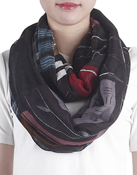 Loop-Schal, Farbblöcke in schwarz und grau