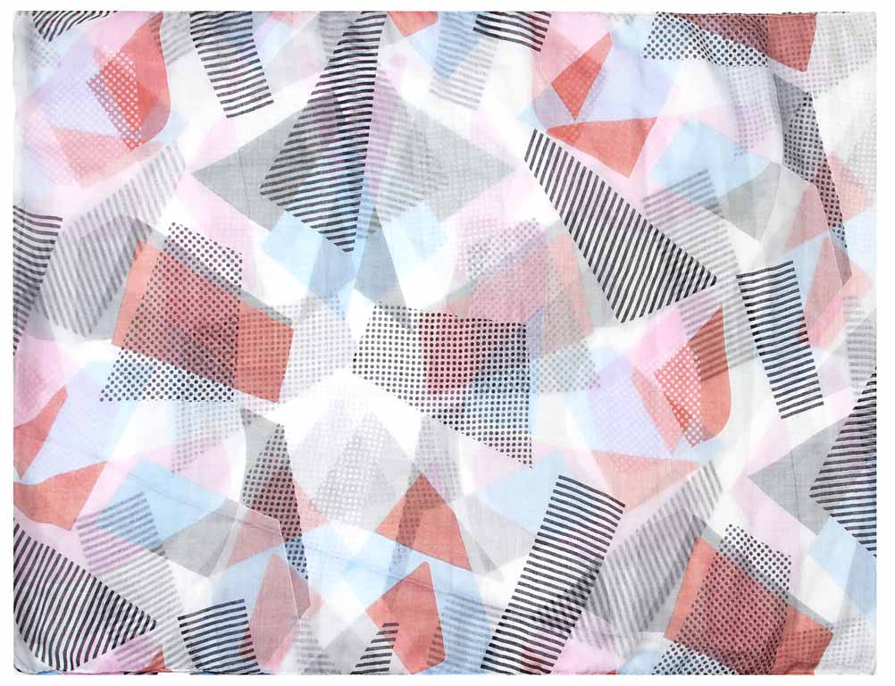 zarter Schlauchschal mit geometrischen Mustern in grau und rot