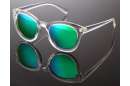 Transparente Wayfarer Sonnenbrille mit verspiegelten Gläsern