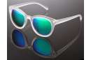 Matt-transparente Wayfarer Sonnenbrille mit verspiegelten Gläsern