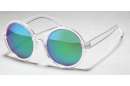 Transparente runde Sonnenbrille mit verspiegelten Gläsern
