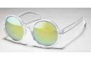 Transparente runde Sonnenbrille mit verspiegelten Gläsern