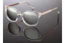 Transparente Wayfarer Sonnenbrille mit Metallbügeln u. verspiegelten Gläsern