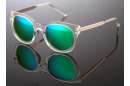 Transparente Wayfarer Sonnenbrille mit Metallbügeln u. verspiegelten Gläsern