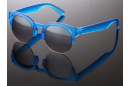 Matt-transparente Wayfarer Sonnenbrille mit runden Gläsern in versch. Farben
