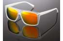 Matt-transparente Wayfarer Sonnenbrille mit verspiegelten Gläsern