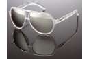 Transparente Wayfarer Sonnenbrille mit Federscharnieren u. verspiegelten Gläsern