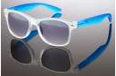 Matt-transparente Wayfarer Sonnenbrille mit versch. farbigen Bügeln u. Federscharnieren