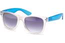 Matt-transparente Wayfarer Sonnenbrille mit versch. farbigen Bügeln u. Federscharnieren