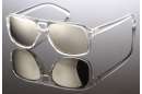 Transparente Wayfarer Sonnenbrille mit doppeltem Nasensteg u. verspiegelten Gläsern