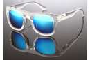 Transparente Wayfarer Sonnenbrille mit verspiegelten Gläsern