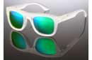 Transparente Wayfarer Sonnenbrille mit verspiegelten Gläsern