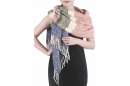 scarf, oversize with wide stripes in rose, beige, blue and green
