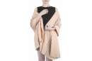 scarf, oversize with lines in orange and grey